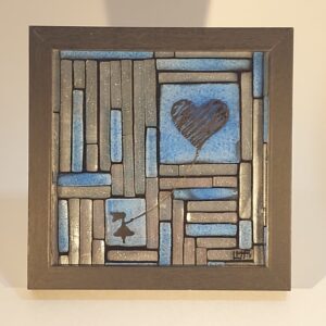 Black Balloon Mosaic, framed 6" x 6"