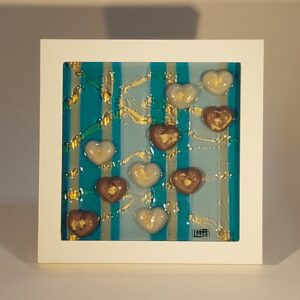 Falling Hearts - 6" x 6" framed -$100