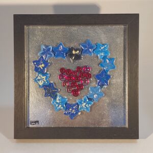 Blue Star Red Heart - 6' x 6" framed - $100